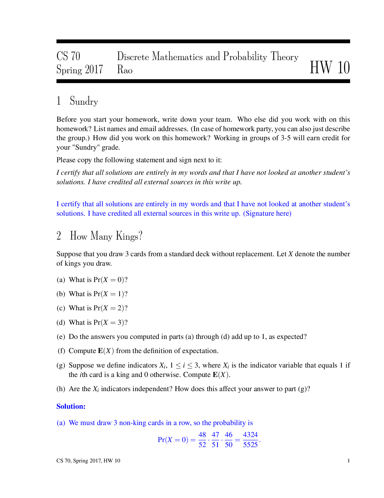 Preview of University of California, Berkeley - CS 70 Discrete Mathematics and Probability Theory Spr